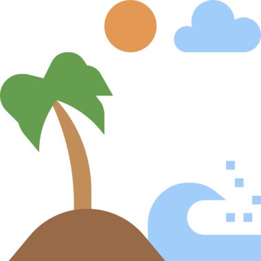 Hawaii-plaj simgesi, vektör illüstrasyonu