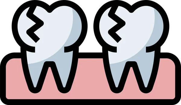 Ícone Dente Rachadura Ilustração Vetorial — Vetor de Stock