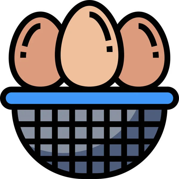 Αυγά Στο Καλάθι Εικονίδιο Διανυσματική Απεικόνιση — Διανυσματικό Αρχείο