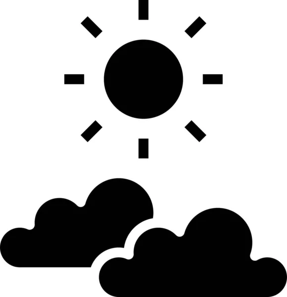 Небо Хмарами Значком Сонця Векторні Ілюстрації — стоковий вектор