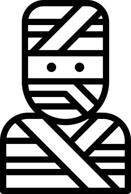 Cadılar Bayramı mumya simgesi. Sargıdan yapılmış korku kostümü. Ekim tatili, ürkütücü canavar. Düz tarzda yalıtılmış vektör çizimi