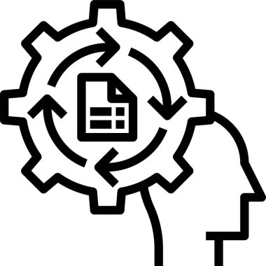 Çalışma süreci simgesi düz biçimdedir. Beyaz izole edilmiş arka planda ok vektör çizimi olan dişli dişli çarkı. İş akışı iş kavramı.