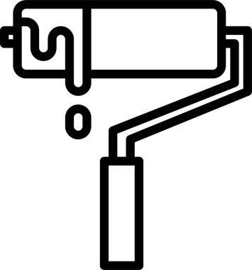 Beyaz arka planda boya silindiri. İnşaat aletleri. Tamir ve dekorasyon için elementler. Serbest çizim