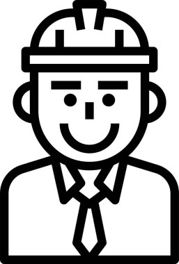 İnşaat alanında erkek mühendis. Mühendis avatarı.