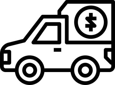 Para simgesi, vektör illüstrasyonlu kamyon