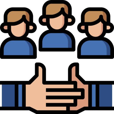 Takım çalışması ikonu. Basit bir tasarım. Çizgi vektörü. Beyaz arkaplanda izole et.