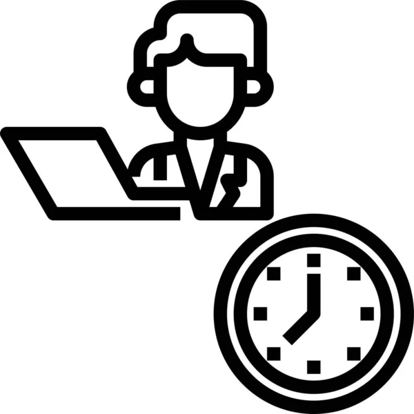Agendar Ícone Simples Trabalhador Relógio Isolado Branco Gerenciamento Tempo Escritório —  Vetores de Stock