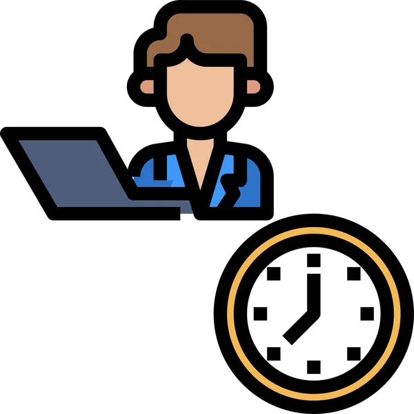 Programar Icono Simple Obrero Reloj Aislados Blanco Gestión Del Tiempo — Archivo Imágenes Vectoriales