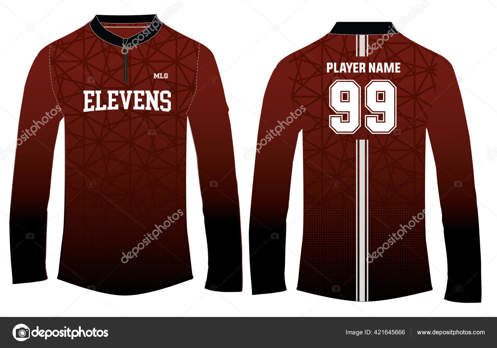 Download Sports Long Sleeve Shirt Jersey Design Template Neck Style Mock Vector Image By C Faalil Vector Stock 421645666