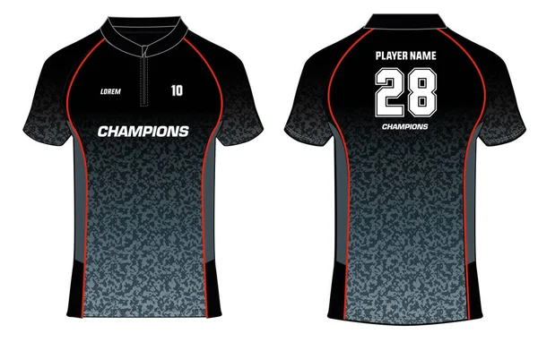 Esportes Shirt Jersey Design Com Manga Curta Raglan Modelo Vetor —  Vetores de Stock