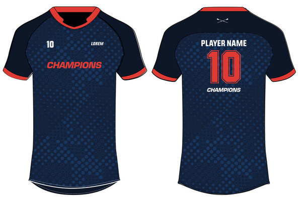 Sports t-shirt jersey design vector template, mock up sports kit with front and back view for football, soccer, cricket, volleyball, rugby and cycling jersey