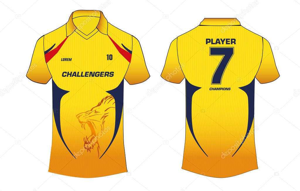 Download Sports Polo T Shirt Jersey Design Template With Short Sleeve And Polo Collar Mock Up Uniform Kit With Front And Back View For Football Soccer Cricket Volleyball Rugby And Cycling Jersey Premium