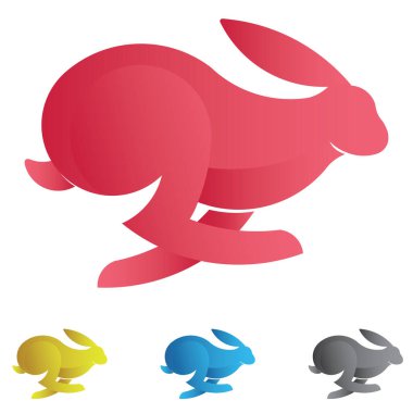 Tavşan Logosu altın oran ilkeleri, tavşan amblemi veya Logo vektör şablonu uygun profesyonel şirket logosu ve 4 renk seçeneğiyle markalı logo