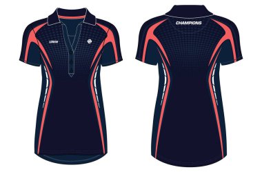 Kadınlar Spor Polo tişörtü tasarım konsepti Illustration Vector şablonu kızlar ve bayanlar futbol forması, kriket forması, futbol forması, voleybol forması için uygun. Tüm spor aktiviteleri için Bayanlar Spor Üniforması