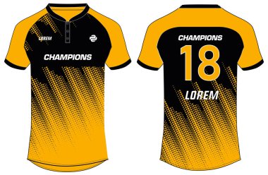 Spor tişörtü forma tasarım vektör şablonu, futbol, kriket, futbol için ön ve arka görüşlü spor forması. PSL - Pakistan Süper Lig Jersey Konsepti. Peşaver Zalmi Jersey tasarımı kavramı
