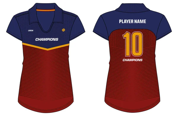 Women Sports Polo Shirt Konsep Desain Jersey Illustration Vector Template - Stok Vektor