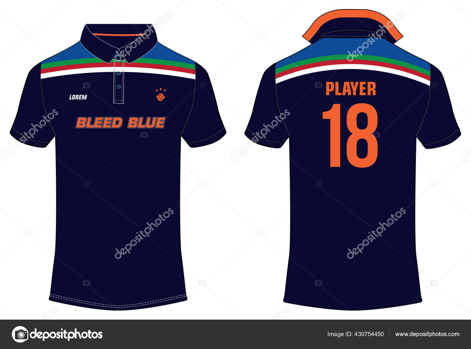 Sports Polo Collar Shirt Jersey Design Set Vector Template Cricket