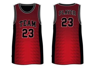 Kolsuz Tank Top basketbol forması tişört şablonu, erkekler ve kadınlar için ön ve arka görüşlü spor forması konsepti. Basketbol, Voleybol, Rugby, tenis, badminton üniforması..