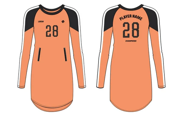 Oversize Long Hem Shirt Women Sports Jersey Design Muslim Women — Stock Vector