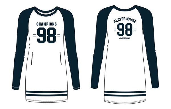 Oversize Largo Dobladillo Camiseta Mujer Deportes Jersey Diseño Muslim Women — Vector de stock