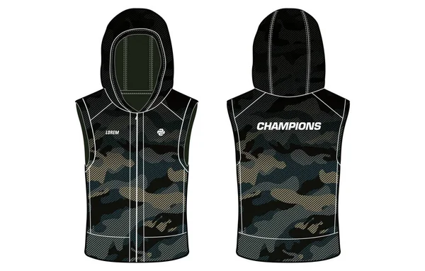 Camuflaje Sin Mangas Sudadera Con Capucha Tank Top Chaqueta Camiseta — Archivo Imágenes Vectoriales