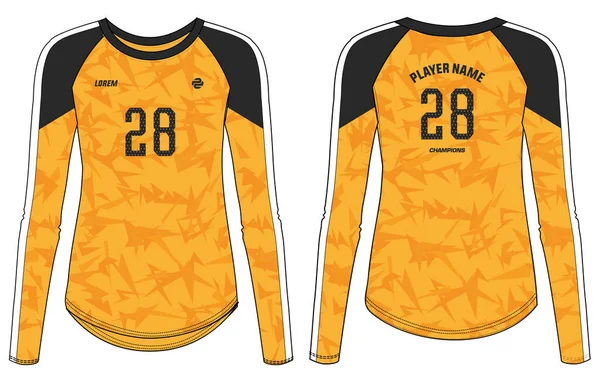 Mulheres Manga Comprida Esportes Shirt Jersey Conceito Design Illustration Vector —  Vetores de Stock