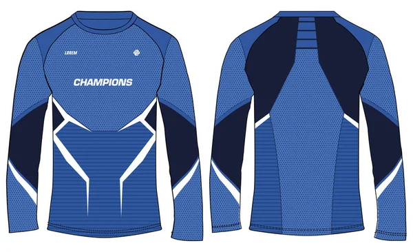 长袖运动衫运动衫设计概念向量模板 橄榄球 羽毛球制服等运动衫的前 后视图概念 — 图库矢量图片