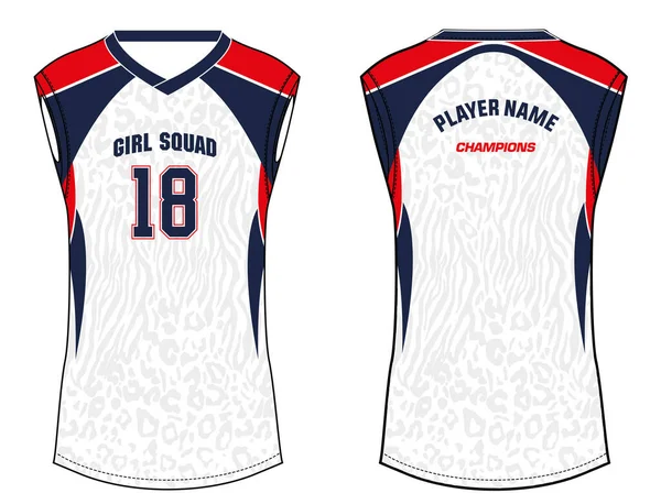 女无袖坦克顶级运动衫泽西设计理念图解向量适合女童和女子足球 羽毛球 — 图库矢量图片