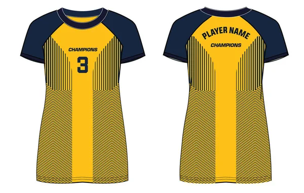 泽西岛女子体育T恤衫设计理念说明向量适合女孩和女士羽毛球 运动制服套件 — 图库矢量图片