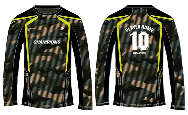 Shirt Manches Longues Camouflage Modèle Vectoriel Conception Maillot Sport Concept — Image vectorielle