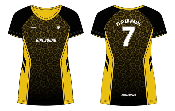 Leopard Print Women Sports Shirt Design Concept Illustration Vector Suitable — стоковый вектор