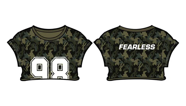 Camouflage Dames Gewas Top Shirt Jersey Design Concept Illustratie Vector — Stockvector