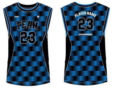 Kolsuz Tank Top Basketbol forması tişört tasarımı şablonu, erkekler ve kadınlar için ön ve arka görüşlü spor forması konsepti. Basketbol, voleybol forması, tenis ve badminton