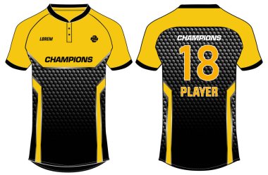 Sports t-shirt jersey design vector template, sports jersey with front and back view for Soccer, Cricket, Football. PSL - Pakistan Super League Jersey Concept. Peshawar Zalmi Jersey design Concept clipart