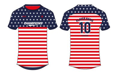 Spor forması tasarımı konsept vektör şablonu, Amerikan futbolu forması konsepti Soccer, Cricket, Voleyball, Rugby, tenis ve badminton, America Jersey Concept