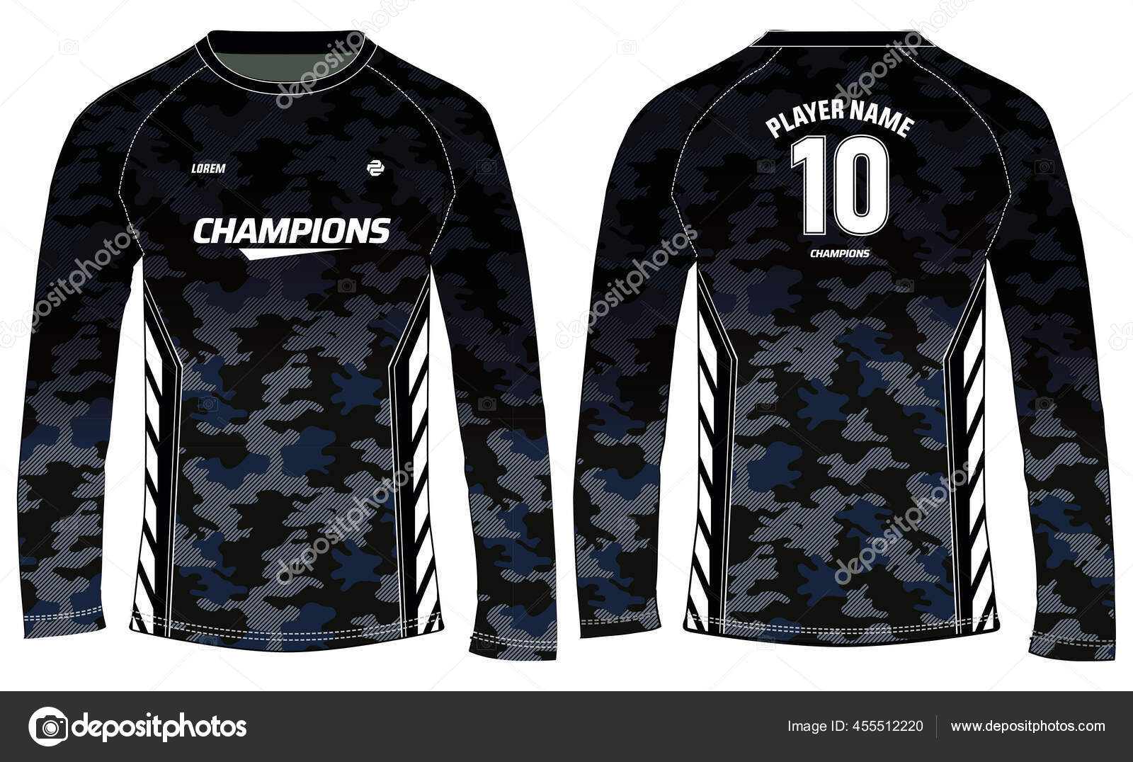 Camouflage Long Sleeve Shirt Sports Jersey Design Concept Vector