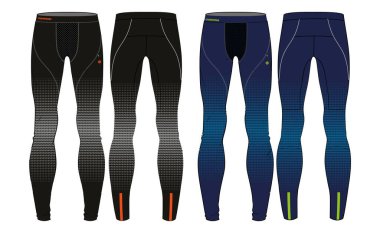 Compression Tights Pants design vector template, Base layer Performance bottom concept with front and back view for running, jogging, fitness, and active wear pants design. clipart