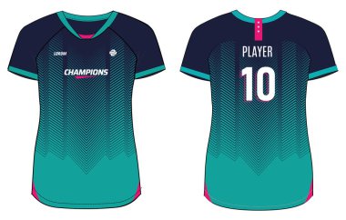 Kadınlar spor forması tasarım konsepti kızlar ve bayanlar voleybol forması, futbol, badminton, futbol, netbol ve tenis, spor forması takımı için uygun illüstrasyon