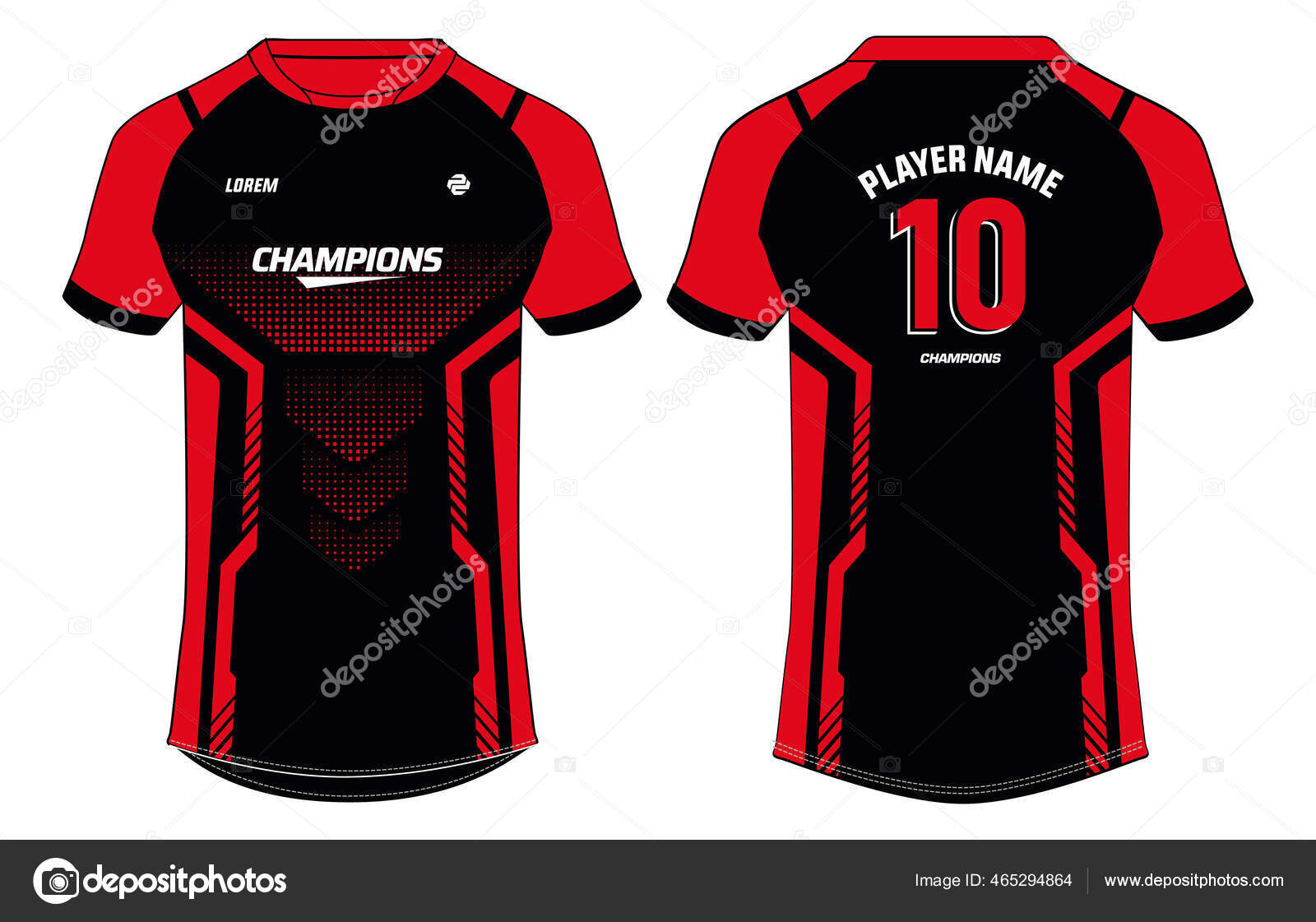 Sports Jersey Shirt Design Concept Vector Template Raglan Neck Football