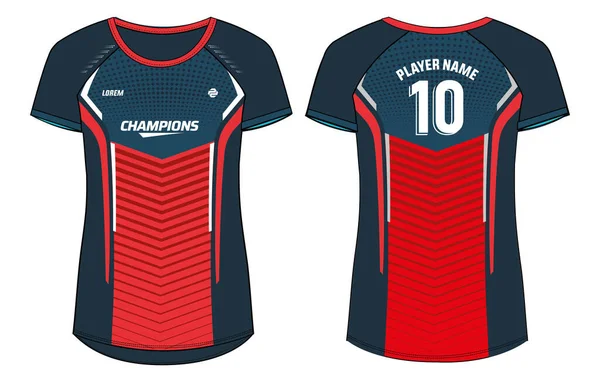 Women Sports Jersey Shirt Design Concept Illustration Raglan Neck Shirt — 스톡 벡터