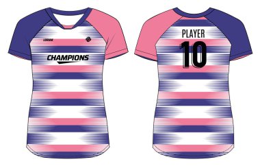 Kadınlar spor forması tasarım konsepti Illustration, kızlar ve bayanlar voleybol forması, futbol, badminton, futbol, netbol ve tenis, raglan vs.