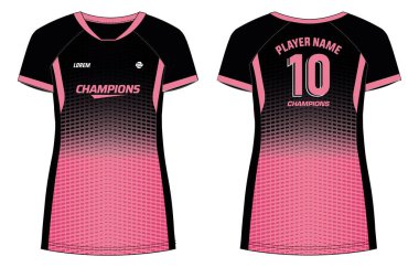 Kadınlar spor forması tasarım konsepti Illustration, kızlar ve bayanlar voleybol forması, futbol, badminton, futbol, netbol ve tenis, raglan vs.
