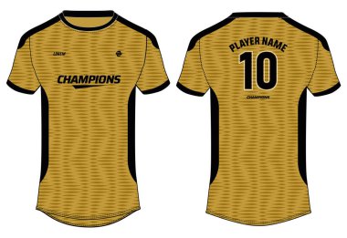 Spor forması tasarımı konsept vektör şablonu, yuvarlak boyunlu futbol forması konsepti Cricket, futbol, voleybol, rugby, tenis ve badminton forması için ön ve arka görüş.