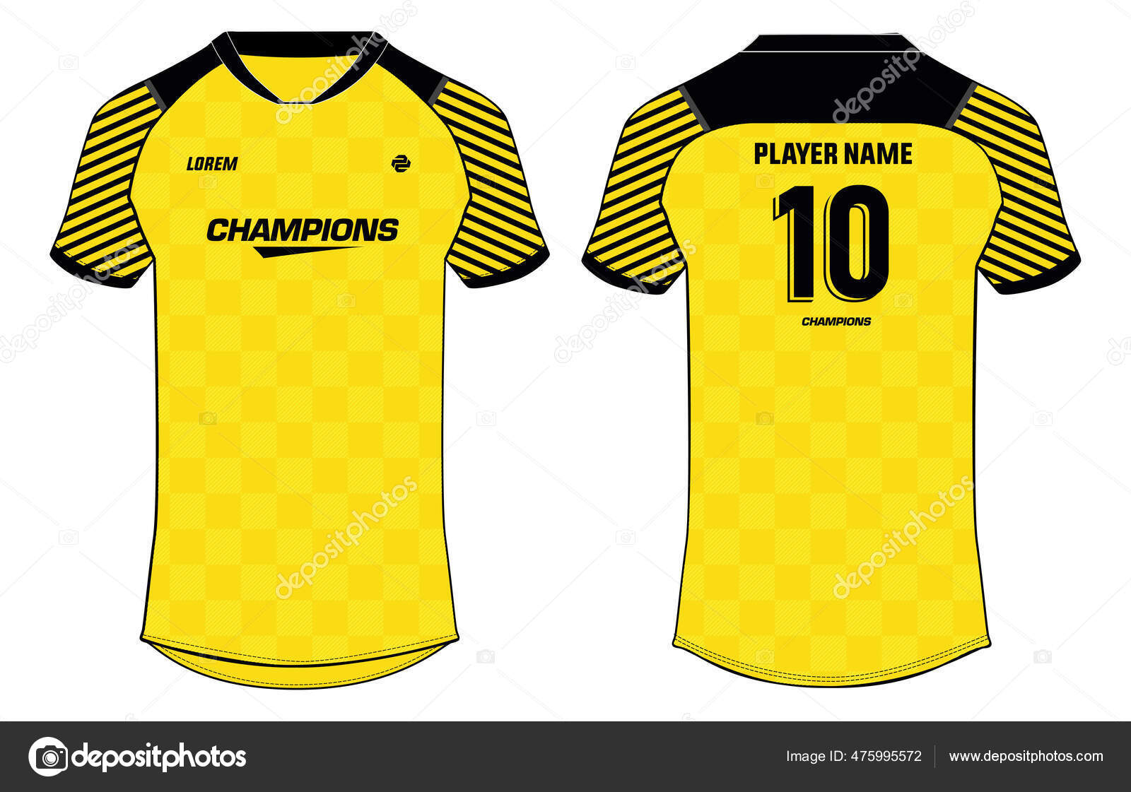 black and yellow shirt sport jersey design Stock Vector