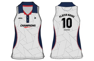 Kadınlar Kolsuz Polo yakalı tişört forması forma tasarım konsepti kızlar ve bayanlar futbol, netbol, futbol, voleybol, tenis, badminton forması için uygun illüstrasyon vektörü.
