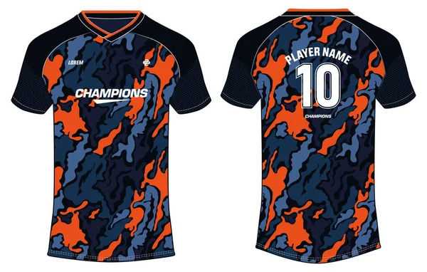 Camouflage Sports Jersey Shirt Designkonzept Vektorvorlage Fußballtrikotkonzept Mit Vorder Und — Stockvektor