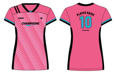 Kadınlar spor forması tasarımı yarım ton geometrik desenli Illustration kızlar ve bayanlar voleybol forması, futbol, futbol ve netbol için uygun spor üniforması