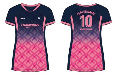 Women Sports Jersey tişört tasarım konsepti Illustration, chevron, kızlar ve bayanlar voleybol forması, futbol, badminton, futbol ve netball, spor üniforması takımı için Raglan V Neck tişörtü basıldı.