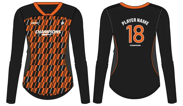 Women Long Sleeve Sports Jersey Póló Design Koncepció Illusztráció Alkalmas — Stock Vector