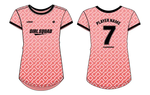 Women Sports Jersey Neck Shirt Design Concept Illustration Suitable Girls — Stock Vector